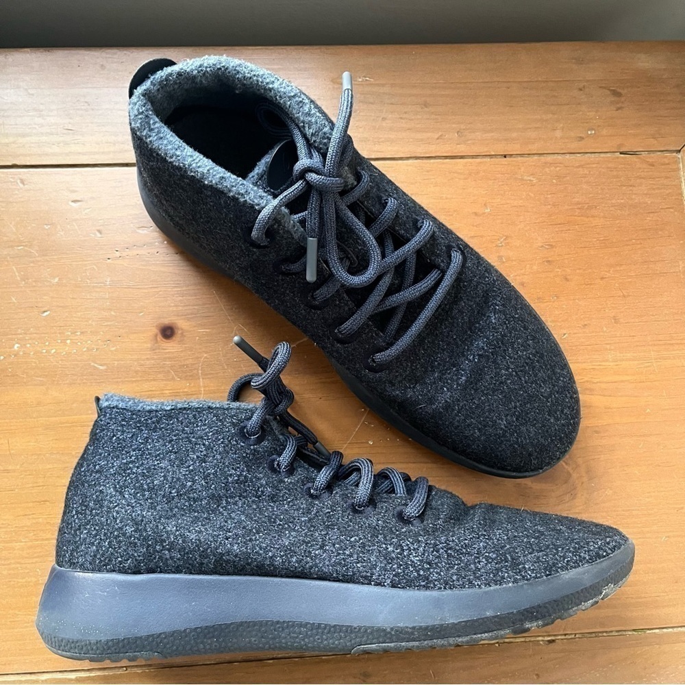 Allbirds Mens Wool Runner-up Mizzle High Top Sneaker Walking Natural Black 11